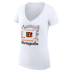 Cincinnati Bengals  G-III 4Her by Carl Banks Women's Super-Slim Fit Lightweight Collage Team V-Neck T-Shirt
