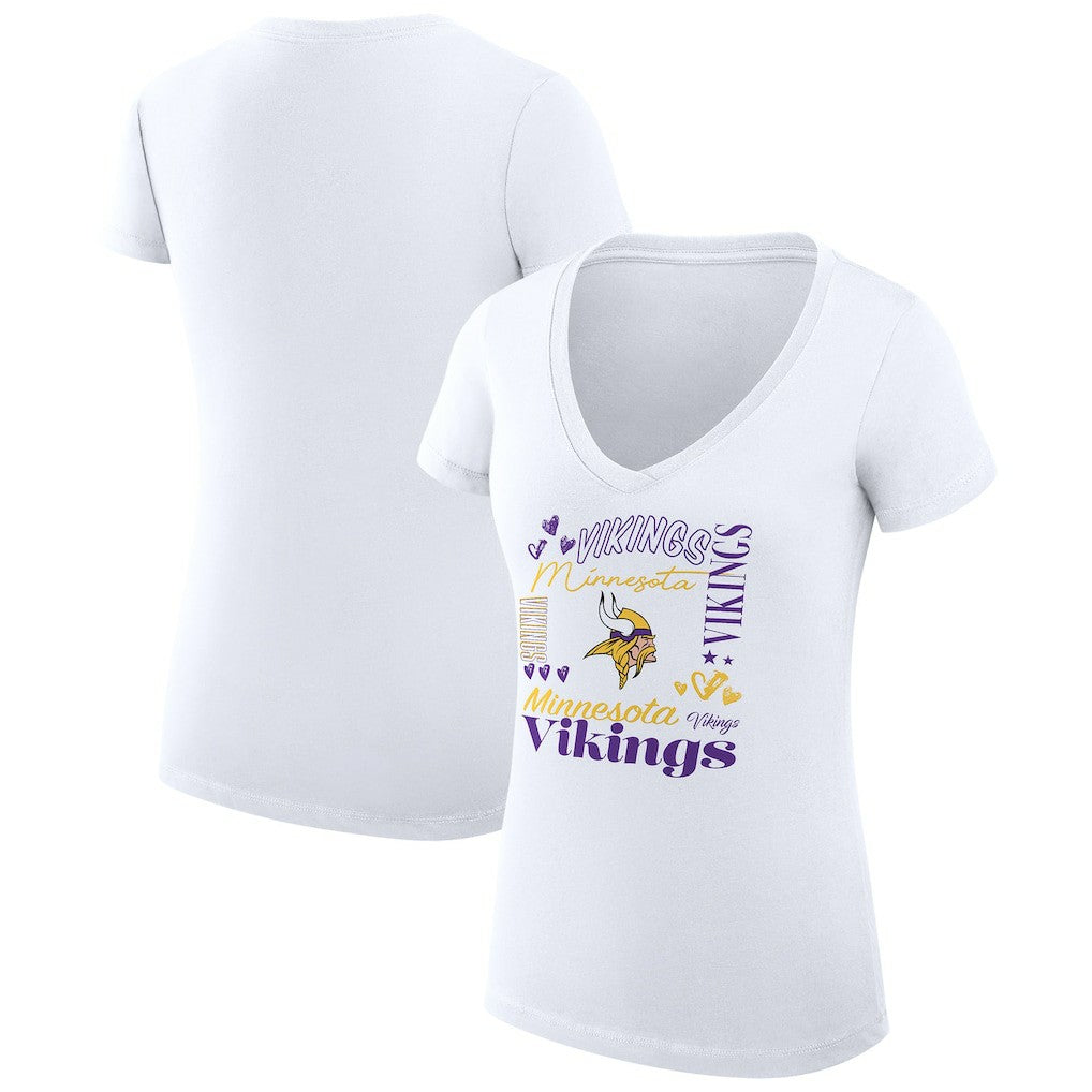 Minnesota Vikings  G-III 4Her by Carl Banks Women's Super-Slim Fit Lightweight Collage Team V-Neck T-Shirt