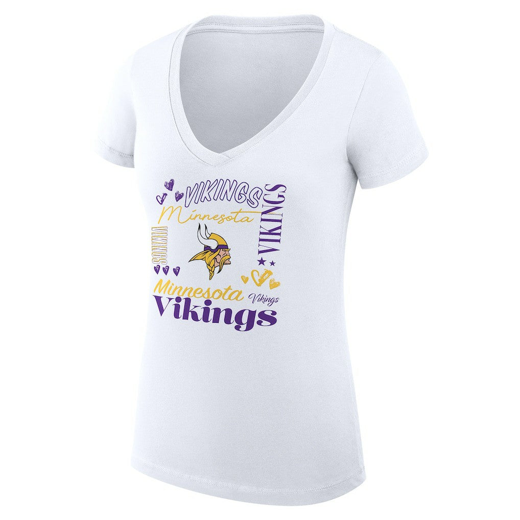 Minnesota Vikings  G-III 4Her by Carl Banks Women's Super-Slim Fit Lightweight Collage Team V-Neck T-Shirt