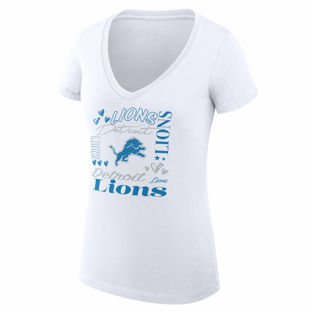 Detroit Lions  G-III 4Her by Carl Banks Women's Super-Slim Fit Lightweight Collage Team V-Neck T-Shirt