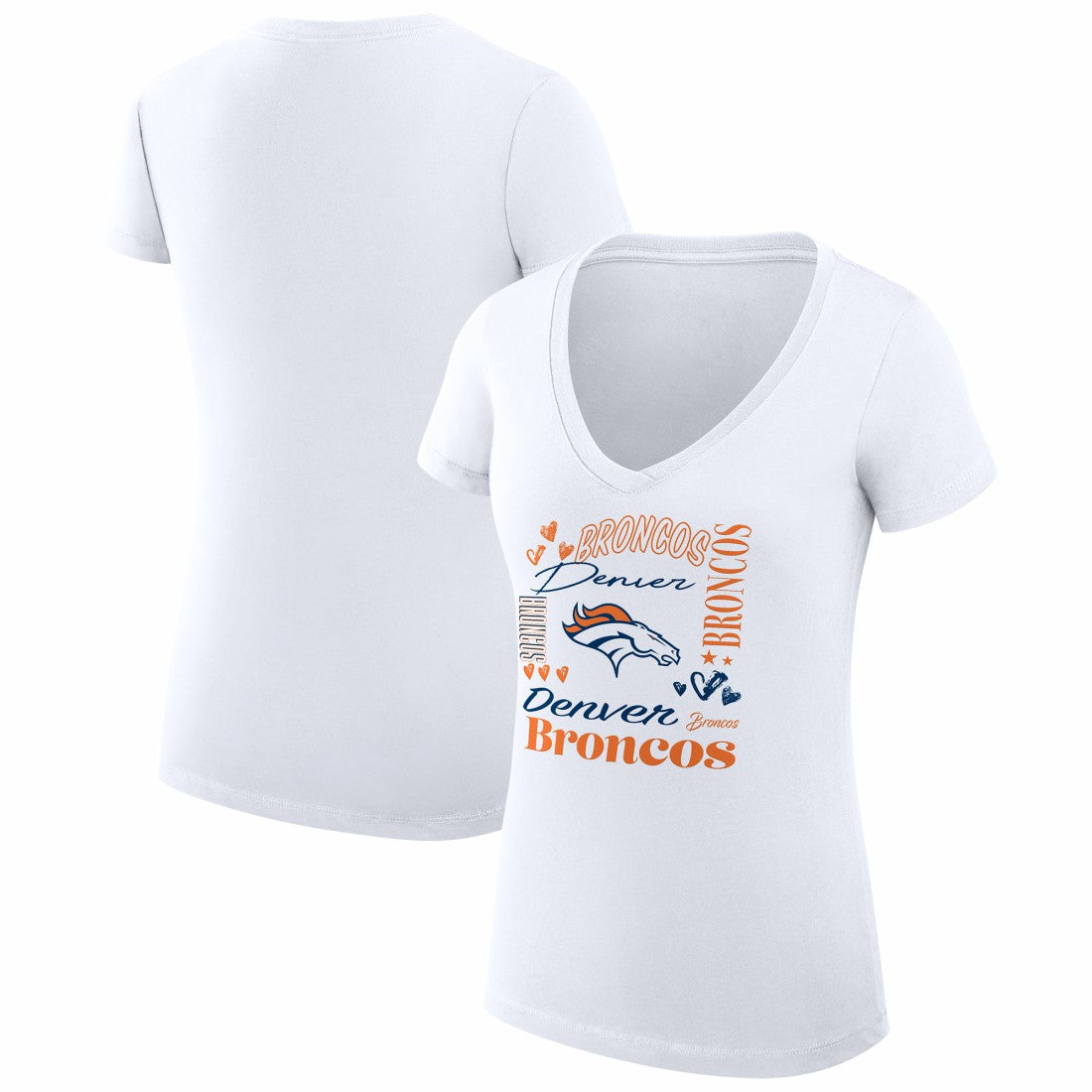 Denver Broncos  G-III 4Her by Carl Banks Women's Super-Slim Fit Lightweight Collage Team V-Neck T-Shirt