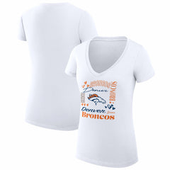 Denver Broncos  G-III 4Her by Carl Banks Women's Super-Slim Fit Lightweight Collage Team V-Neck T-Shirt