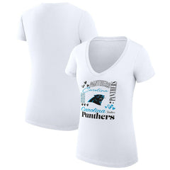 Carolina Panthers  G-III 4Her by Carl Banks Women's Super-Slim Fit Lightweight Collage Team V-Neck T-Shirt
