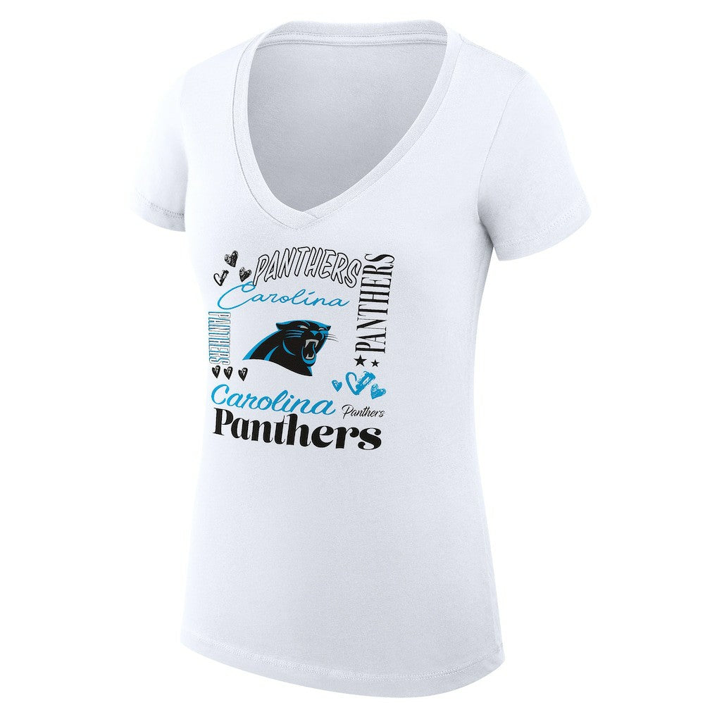 Carolina Panthers  G-III 4Her by Carl Banks Women's Super-Slim Fit Lightweight Collage Team V-Neck T-Shirt