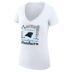 Carolina Panthers  G-III 4Her by Carl Banks Women's Super-Slim Fit Lightweight Collage Team V-Neck T-Shirt