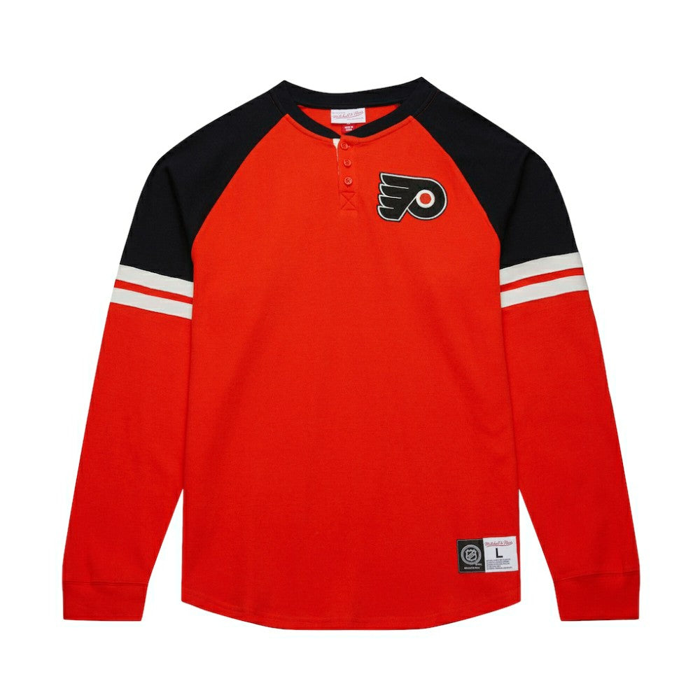 Philadelphia Flyers Mitchell & Ness Thermal Henley Long Sleeve T-Shirt Outlet