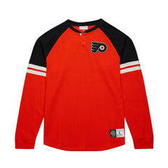 Philadelphia Flyers Mitchell & Ness Thermal Henley Long Sleeve T-Shirt Outlet