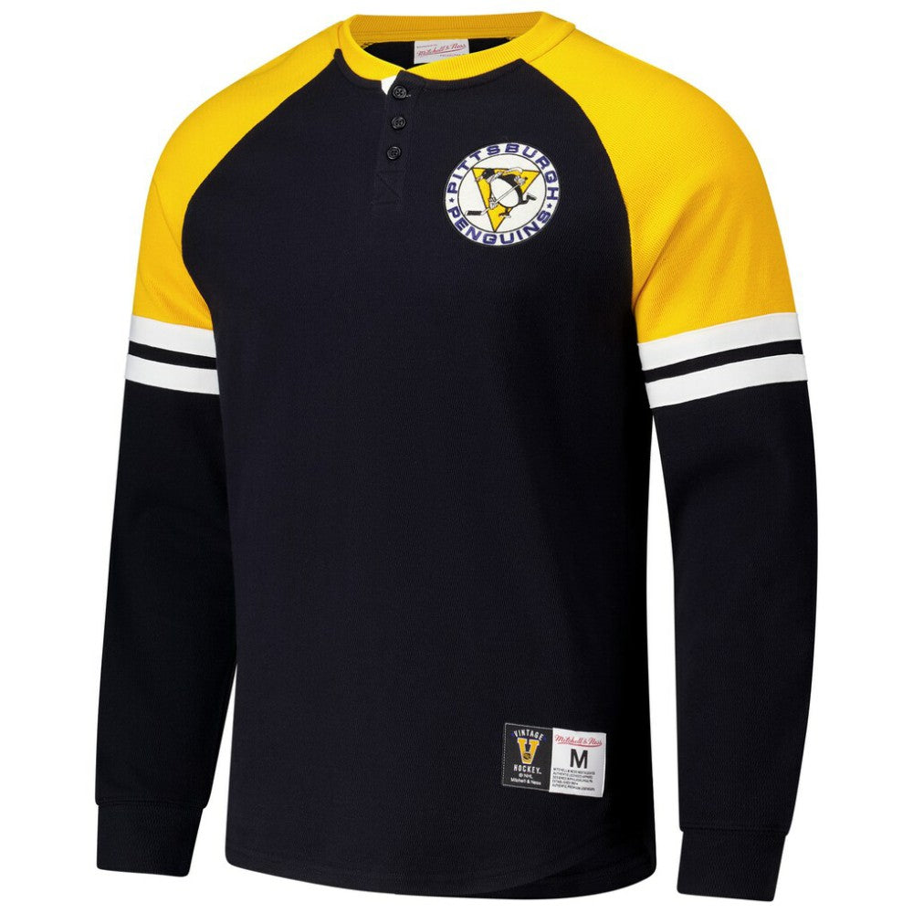 Pittsburgh Penguins Mitchell & Ness Thermal Henley Long Sleeve T-Shirt Online