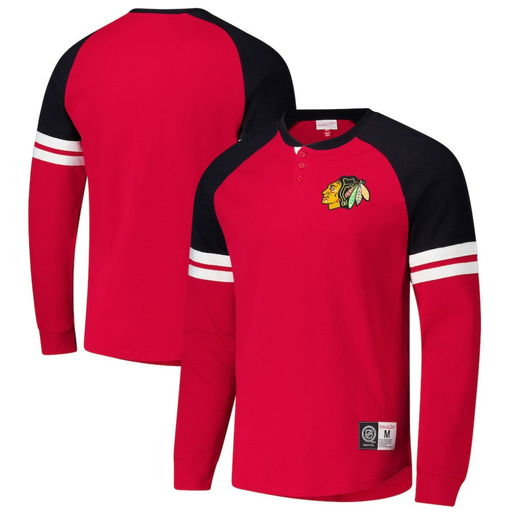 Chicago Blackhawks Mitchell & Ness Thermal Henley Long Sleeve T-Shirt Outlet