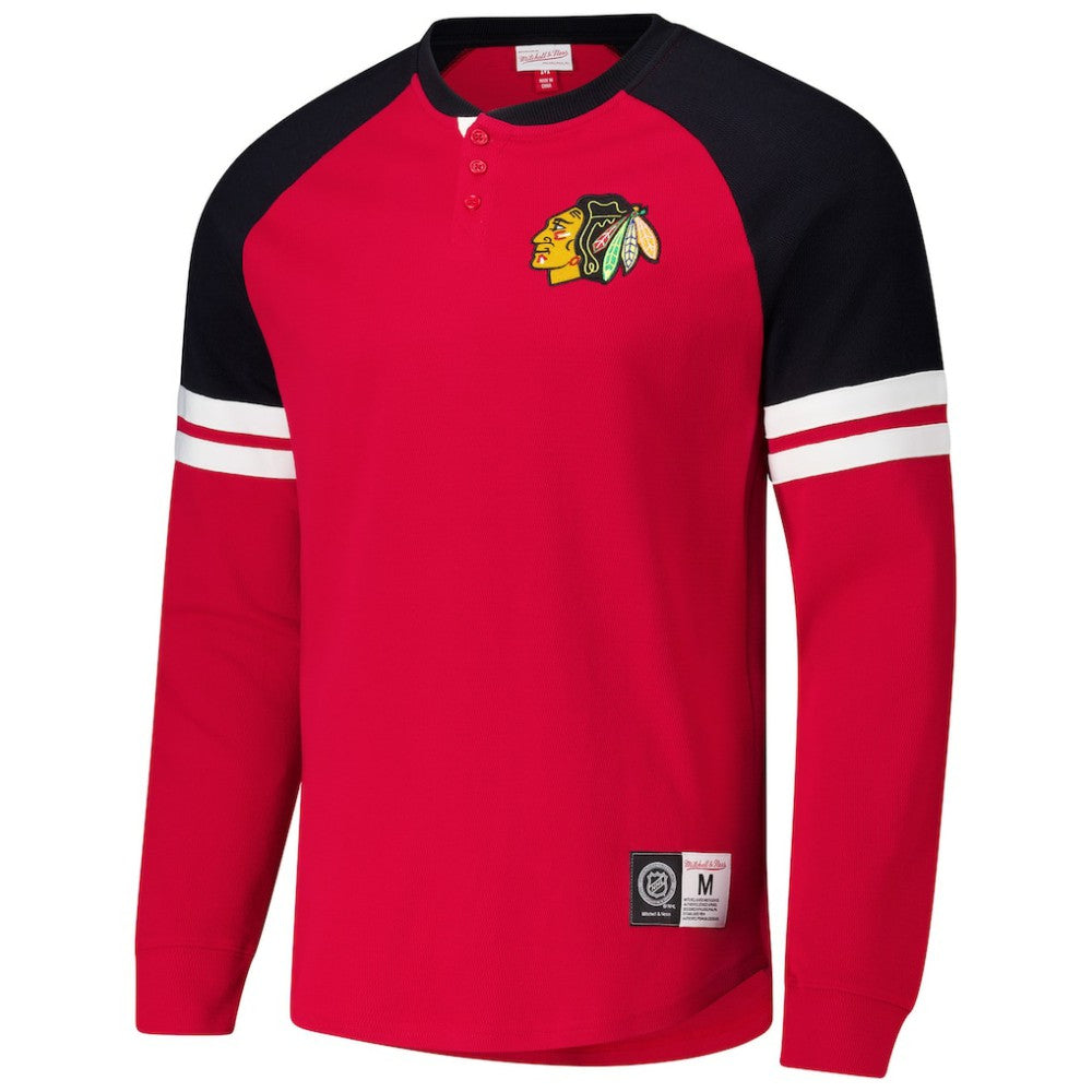 Chicago Blackhawks Mitchell & Ness Thermal Henley Long Sleeve T-Shirt Outlet