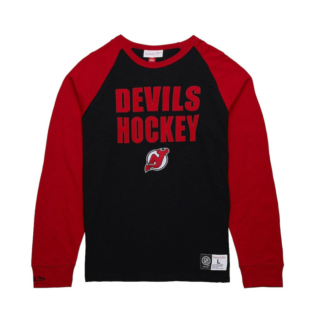 New Jersey Devils Mitchell & Ness Legendary Slub Raglan Long Sleeve T-Shirt For Sale