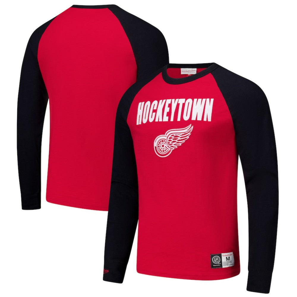 Detroit Red Wings Mitchell & Ness Legendary Slub Raglan Long Sleeve T-Shirt Outlet