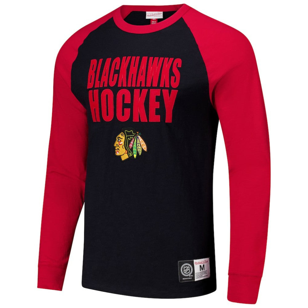 Chicago Blackhawks Mitchell & Ness Legendary Slub Raglan Long Sleeve T-Shirt For Sale