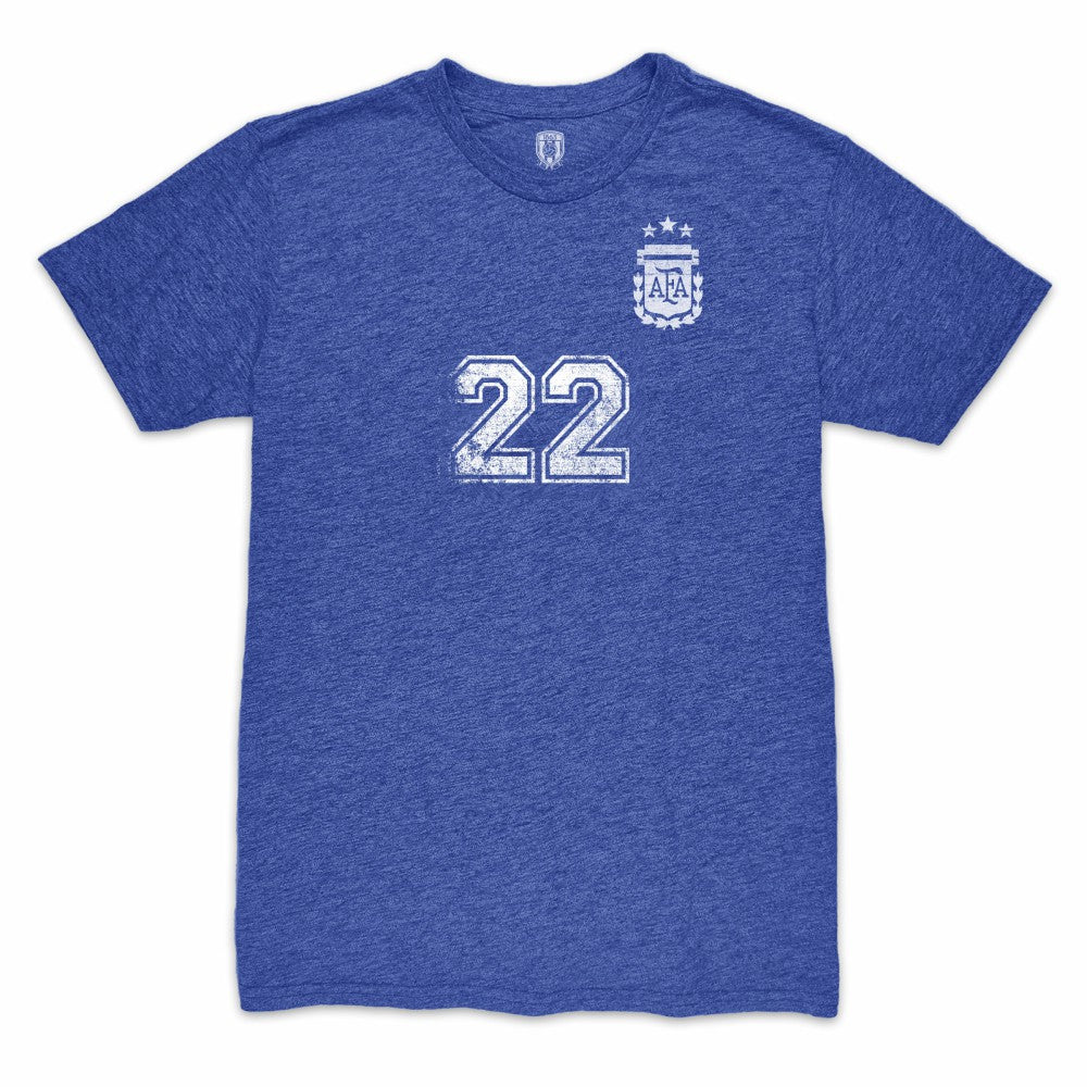 Lautaro Martinez Argentina National Team 1863FC Retro Player Tri-Blend T-Shirt Blue