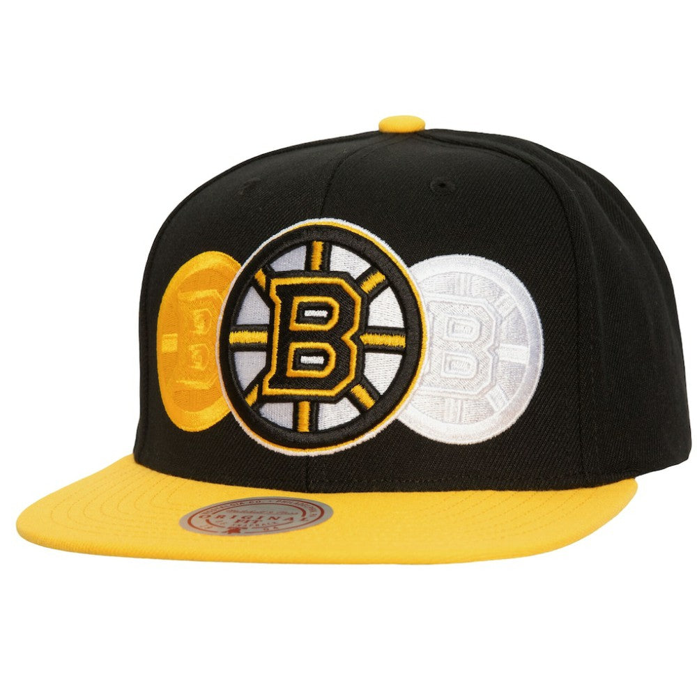 Boston Bruins Mitchell & Ness Soul Triple Up Snapback Hat Discount