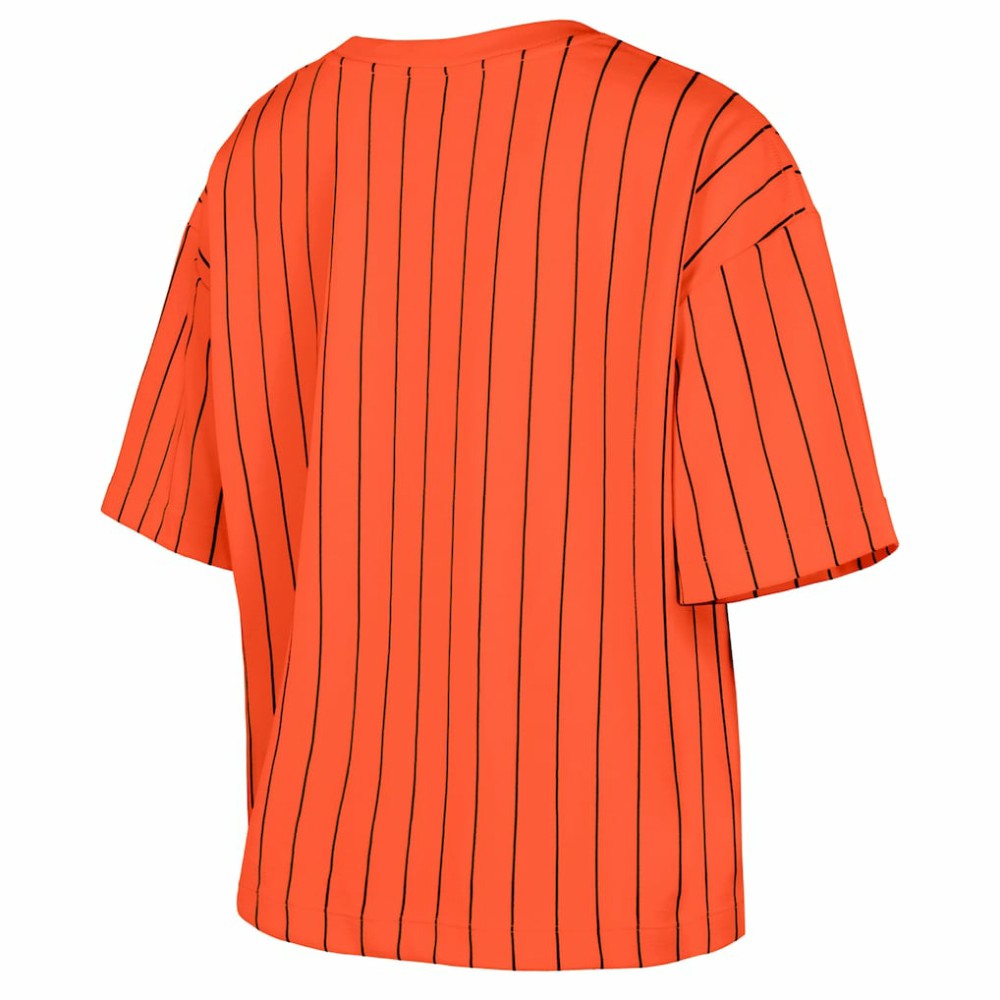 San Francisco Giants New Era Women's 2025 City Connect Boxy Pinstripe T-Shirt | MLB On Sale