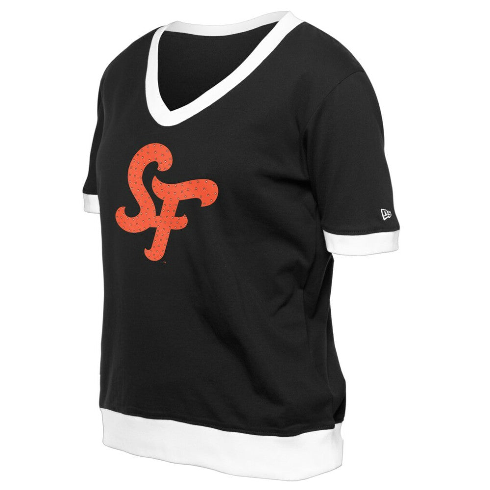 San Francisco Giants New Era Women's 2025 City Connect Rhinestone V-Neck T-Shirt | MLB For sale