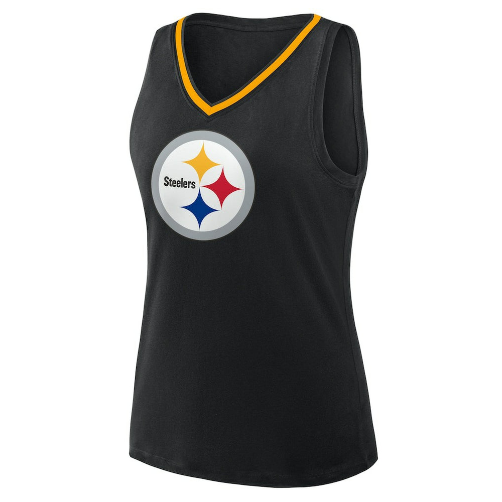 Pittsburgh Steelers  Logo Athletic Women's Plus Size Stellar Win V-Neck Tank Top