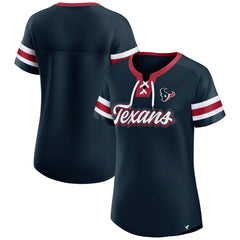Houston Texans Fanatics Women's Iconic Bling Athena Lace-Up V-Neck T-Shirt