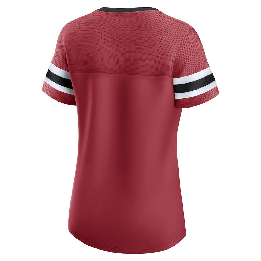 Arizona Cardinals Fanatics Women's Iconic Bling Athena Lace-Up V-Neck T-Shirt