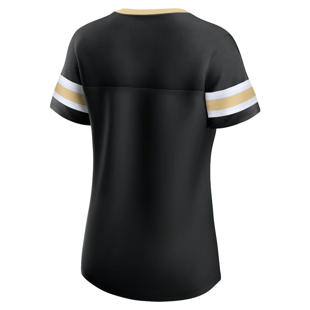 New Orleans Saints Fanatics Women's Bling Athena Jersey Style Lace-up T-Shirt