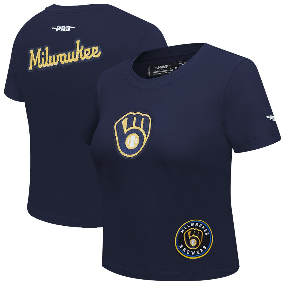 Milwaukee Brewers Pro Standard Women's Game Day Classics Baby Doll Cropped T-Shirt | MLB For sale