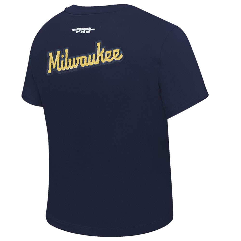 Milwaukee Brewers Pro Standard Women's Game Day Classics Baby Doll Cropped T-Shirt | MLB For sale