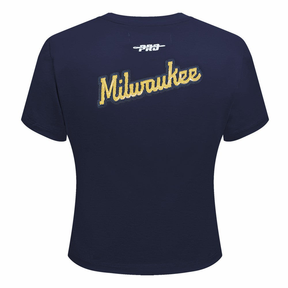 Milwaukee Brewers Pro Standard Women's Game Day Classics Baby Doll Cropped T-Shirt | MLB For sale