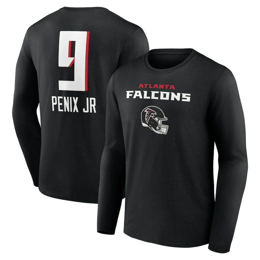Atlanta Falcons  Michael Penix Jr.  Name & Number Team Wordmark Long Sleeve T-Shirt