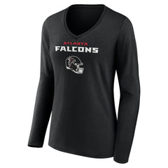 Atlanta Falcons  Michael Penix Jr.  Women's Name & Number Team Wordmark Long Sleeve V-Neck T-Shirt