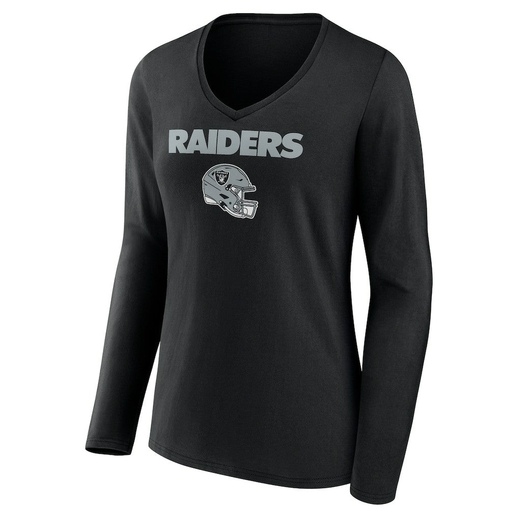 Las Vegas Raiders  Brock Bowers  Women's Name & Number Team Wordmark Long Sleeve V-Neck T-Shirt