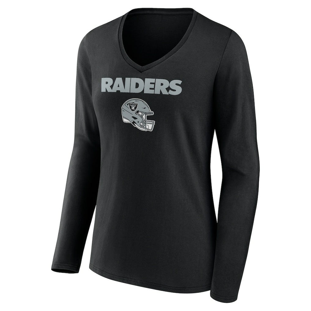 Las Vegas Raiders  Brock Bowers  Women's Name & Number Team Wordmark Long Sleeve V-Neck T-Shirt
