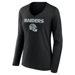 Las Vegas Raiders  Brock Bowers  Women's Name & Number Team Wordmark Long Sleeve V-Neck T-Shirt