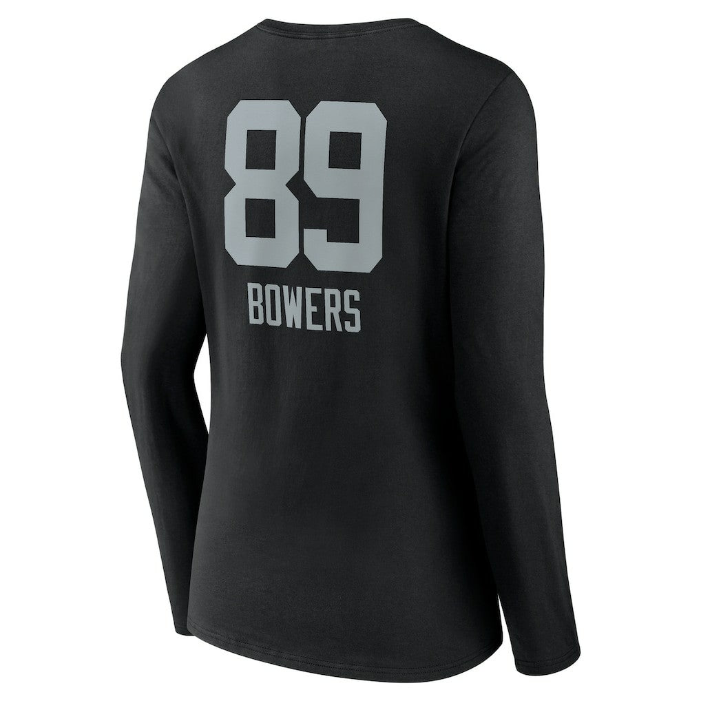 Las Vegas Raiders  Brock Bowers  Women's Name & Number Team Wordmark Long Sleeve V-Neck T-Shirt