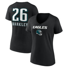Philadelphia Eagles  Saquon Barkley  Women's Name & Number Team Wordmark V-Neck T-Shirt