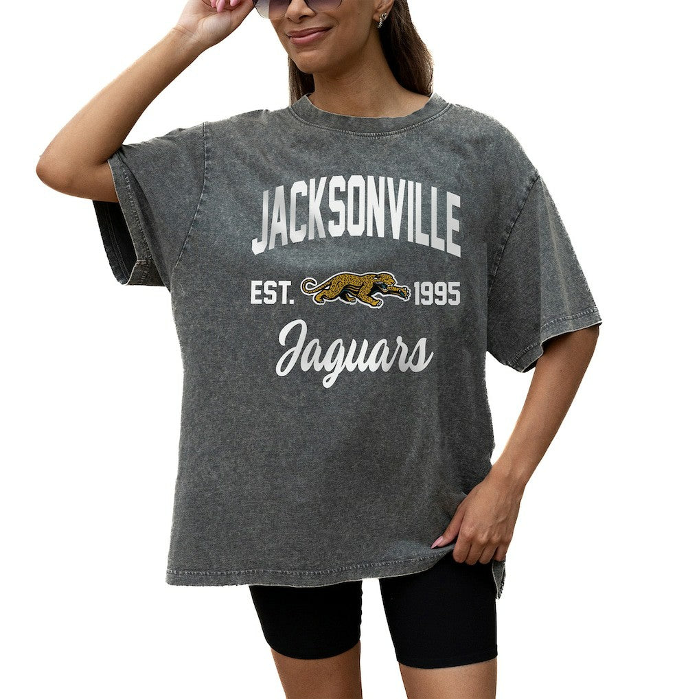 Jacksonville Jaguars  Gameday Couture Women's Throwback Oversized Snow Wash T-Shirt