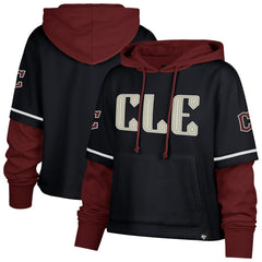 Cleveland Guardians '47 Women's City Connect Shortstop Cropped Pullover Hoodie | MLB Sale