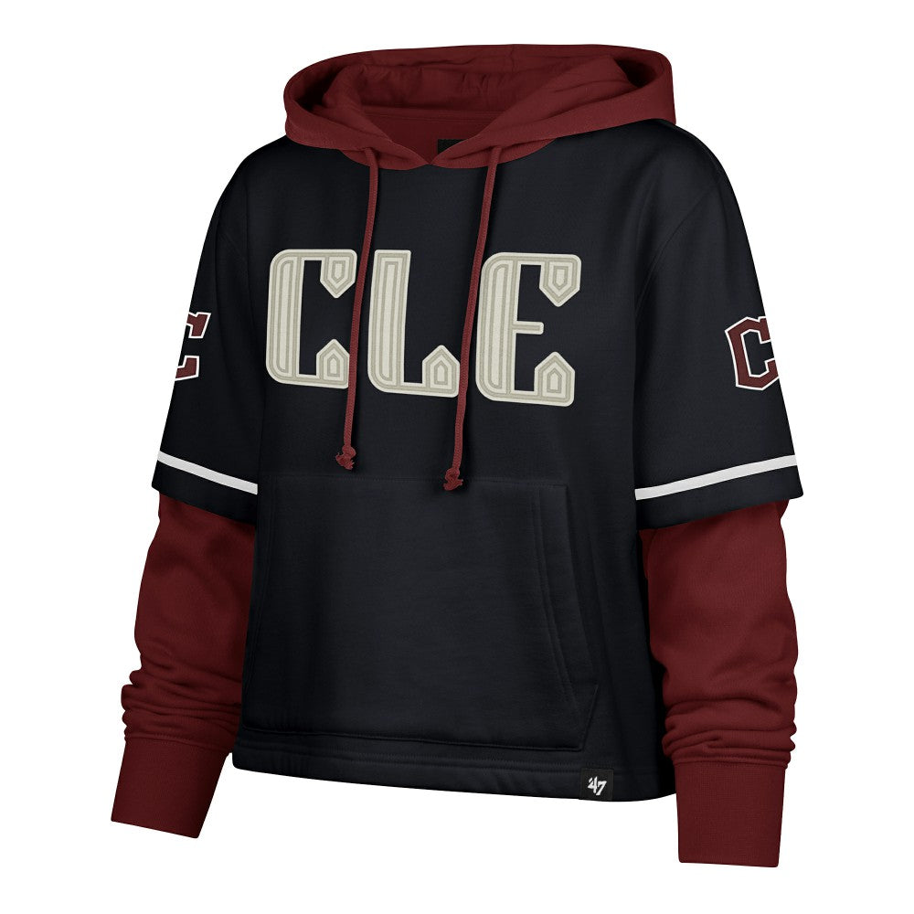 Cleveland Guardians '47 Women's City Connect Shortstop Cropped Pullover Hoodie | MLB Sale