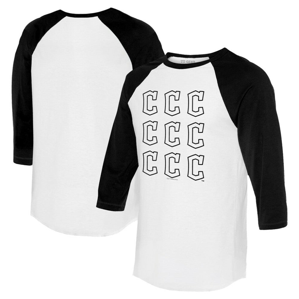 Cleveland Guardians Tiny Turnip Women's Logo Grid 3/4 Sleeve Raglan T-Shirt | MLB For sale