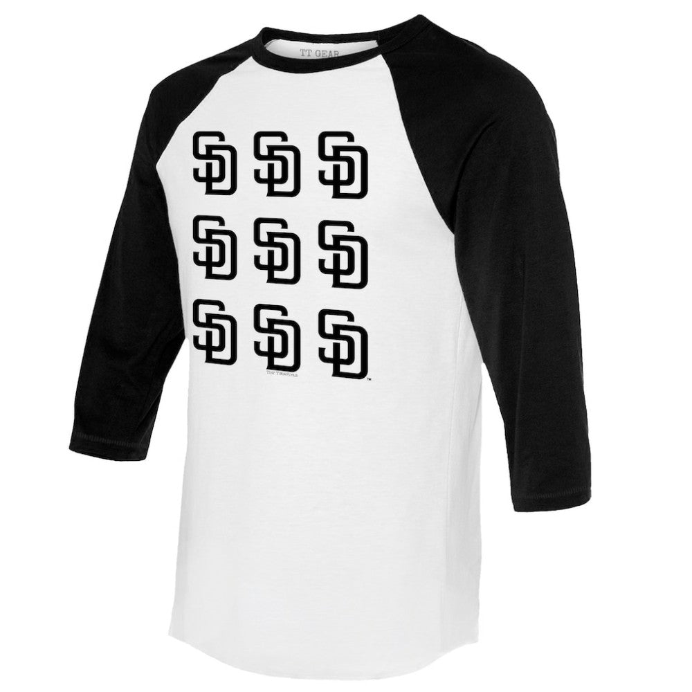 San Diego Padres Tiny Turnip Women's Logo Grid 3/4 Sleeve Raglan T-Shirt | MLB Outlet