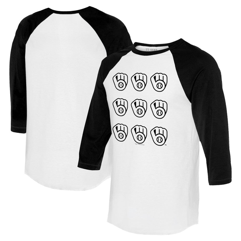 Milwaukee Brewers Tiny Turnip Women's Logo Grid 3/4 Sleeve Raglan T-Shirt | MLB Near me