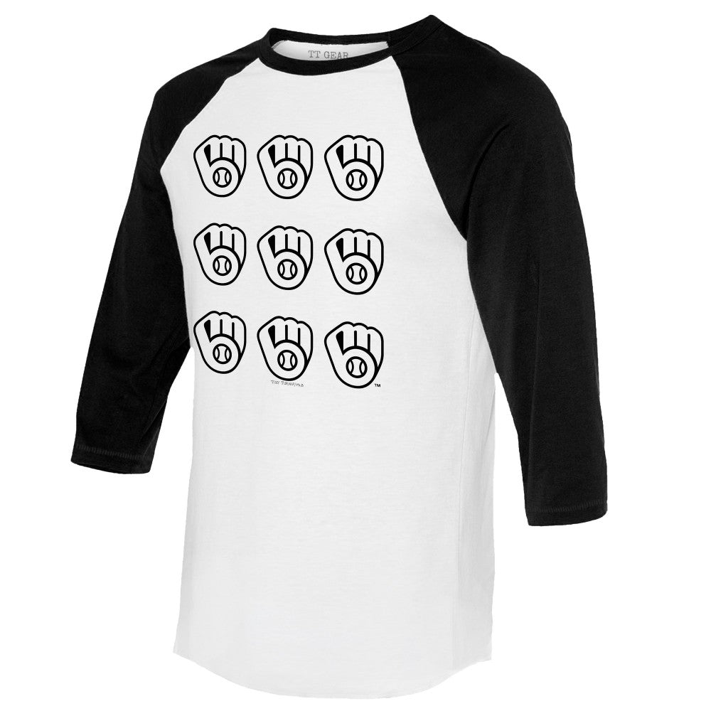 Milwaukee Brewers Tiny Turnip Women's Logo Grid 3/4 Sleeve Raglan T-Shirt | MLB Near me