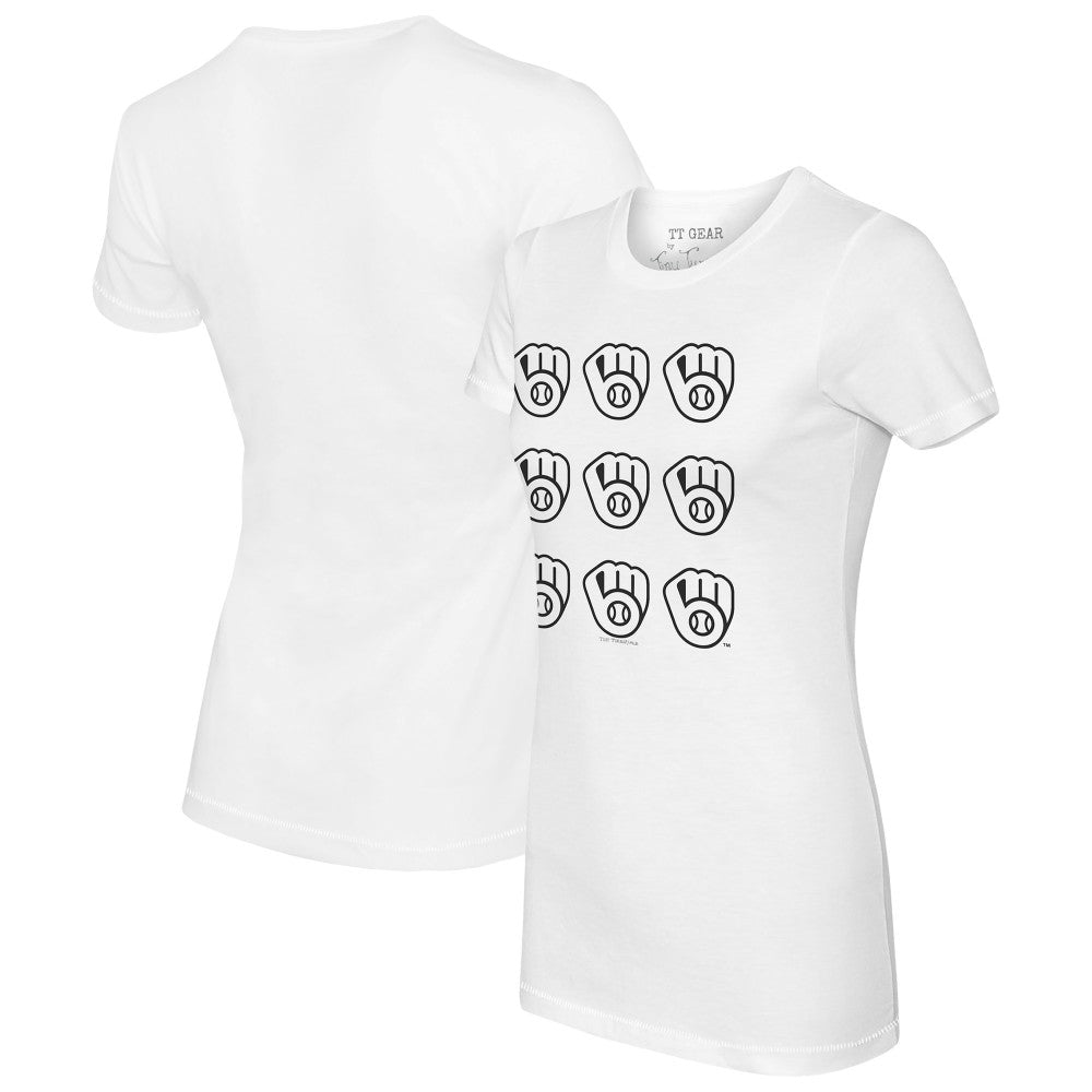 Milwaukee Brewers Tiny Turnip Women's Logo Grid T-Shirt | MLB New