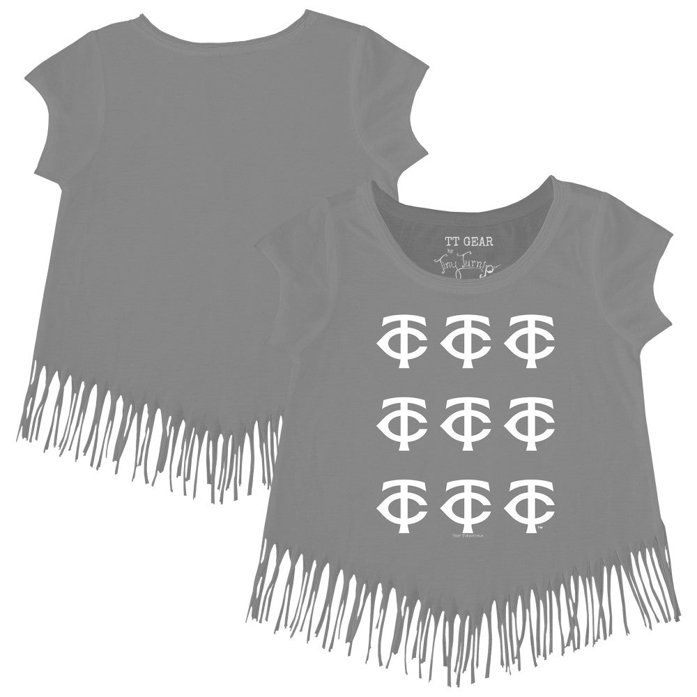 Minnesota Twins Tiny Turnip Girls Youth Logo Grid Fringe T-Shirt | MLB Online