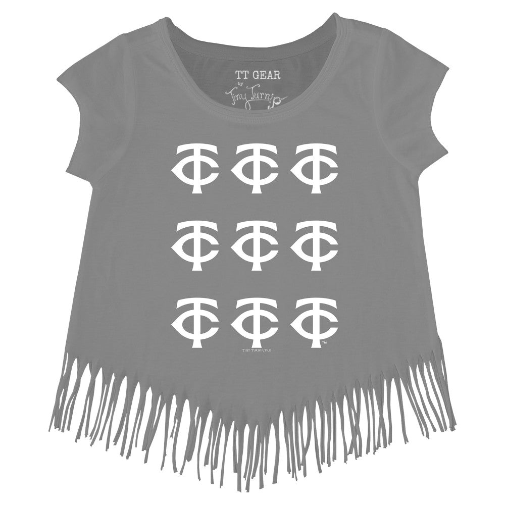 Minnesota Twins Tiny Turnip Girls Youth Logo Grid Fringe T-Shirt | MLB Online