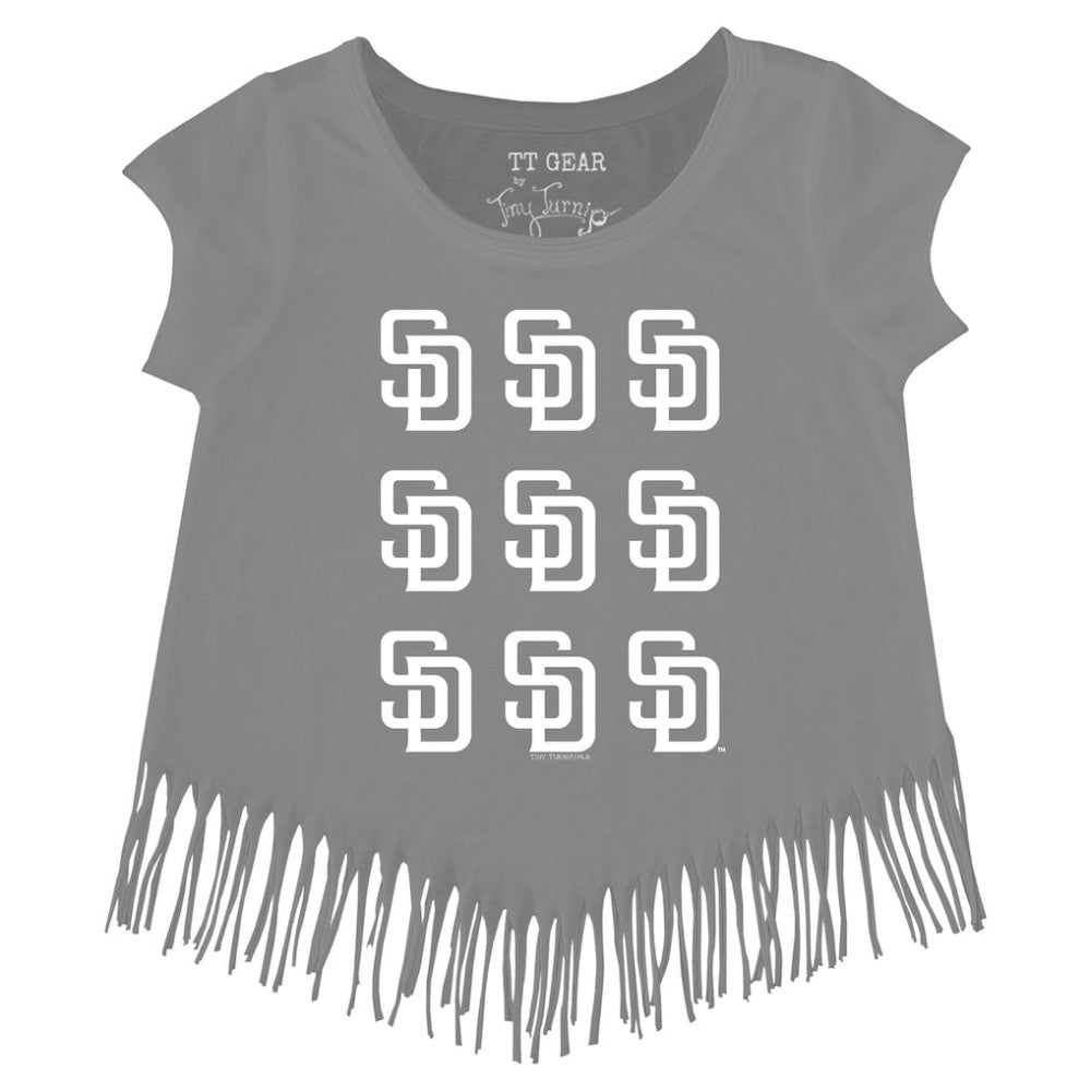 San Diego Padres Tiny Turnip Girls Youth Logo Grid Fringe T-Shirt | MLB Online