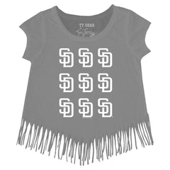 San Diego Padres Tiny Turnip Girls Youth Logo Grid Fringe T-Shirt | MLB Online