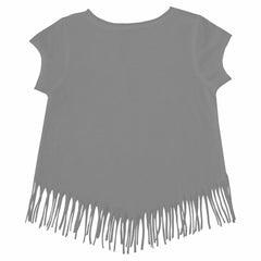 Chicago Cubs Tiny Turnip Girls Youth Logo Grid Fringe T-Shirt | MLB Sale