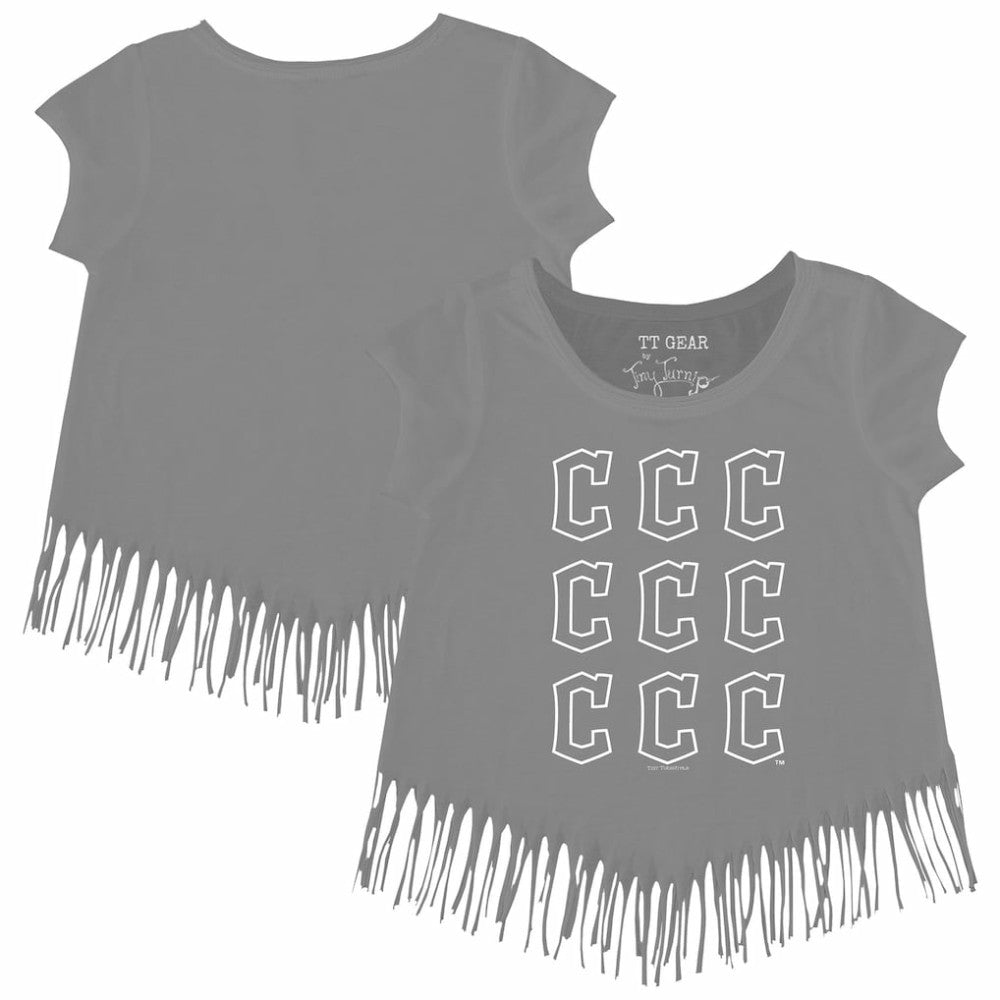 Cleveland Guardians Tiny Turnip Girls Youth Logo Grid Fringe T-Shirt | MLB Online
