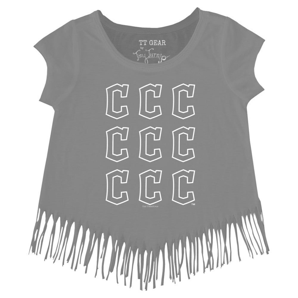 Cleveland Guardians Tiny Turnip Girls Youth Logo Grid Fringe T-Shirt | MLB Online